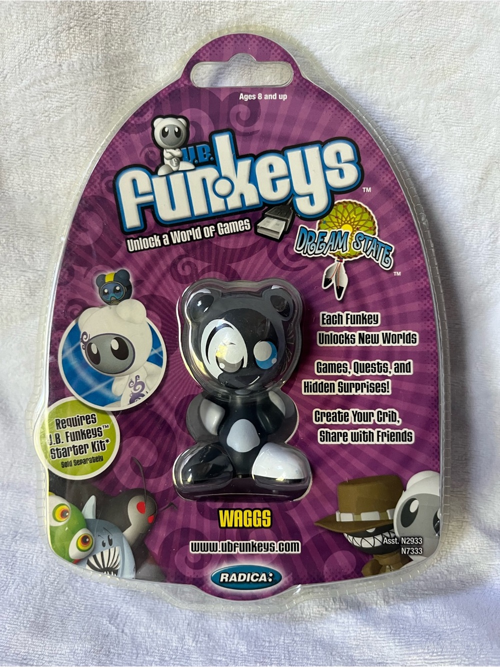 Radica UB Funkeys Dream State Waggs Figure Brown Grey Puppy Dog Figure New